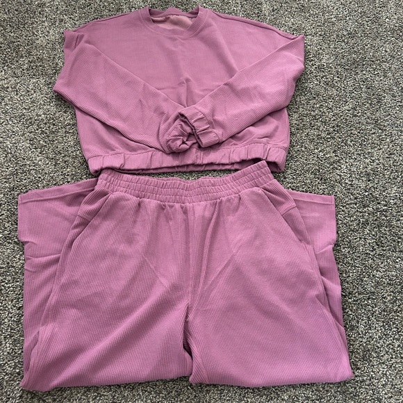 90 Degree By Reflex Mauve Ribbed Lounge Set - Picture 1 of 3